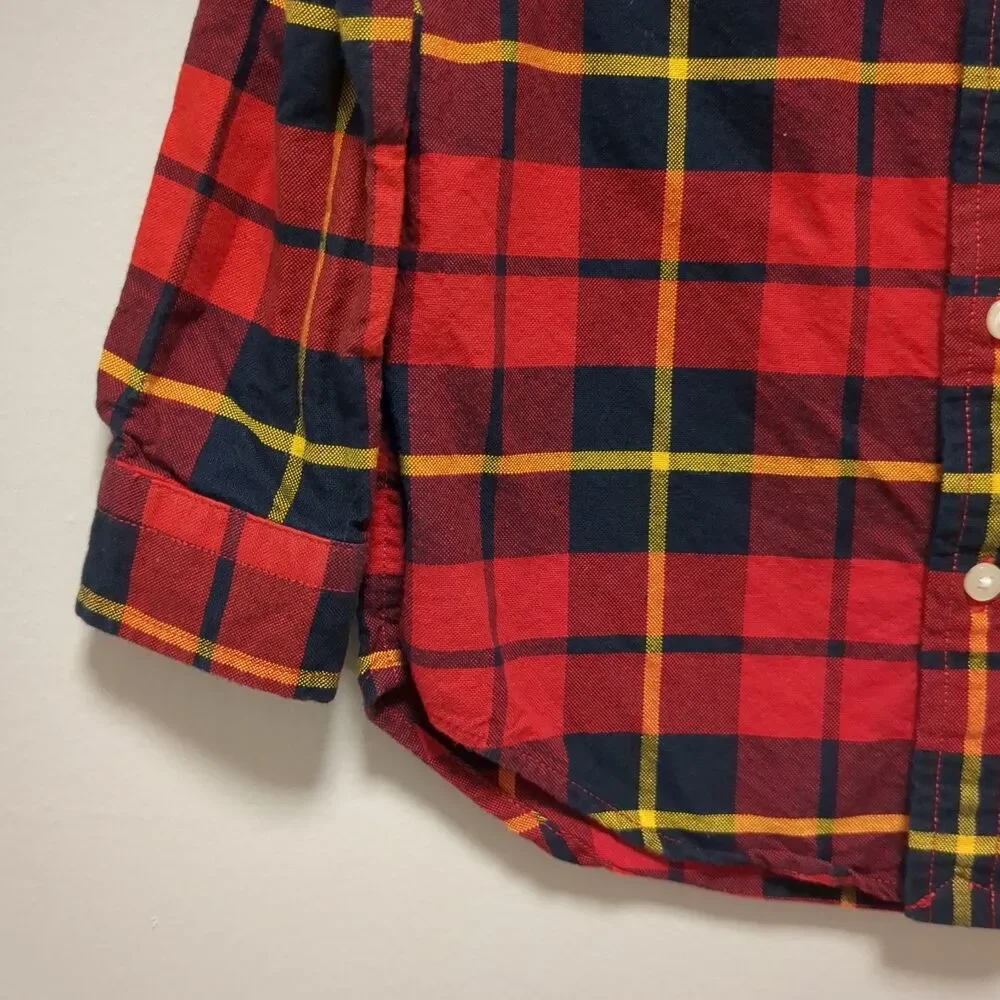Ralph Lauren Red Black Yellow Plaid Button Down Cotton Shirt Boys Size 18 Months